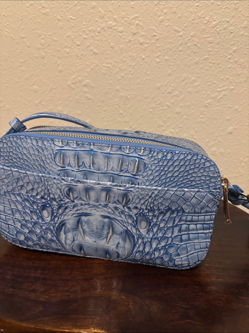 Brahmin Blue Croc-Embossed Leather Crossbody - Picture 5 of 13